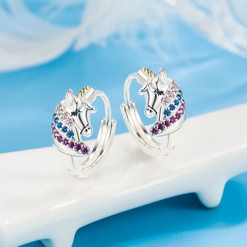 Boucles D'oreilles Licorne Scintillante