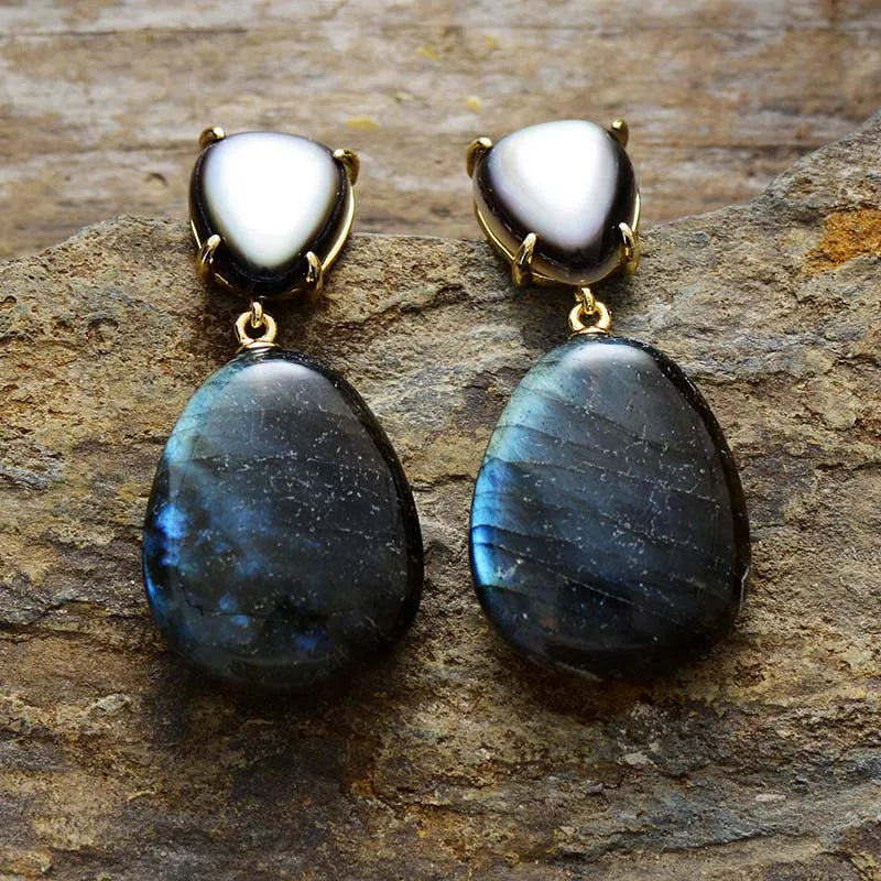 Boucles D'oreilles Labradorite Hypoallergéniques