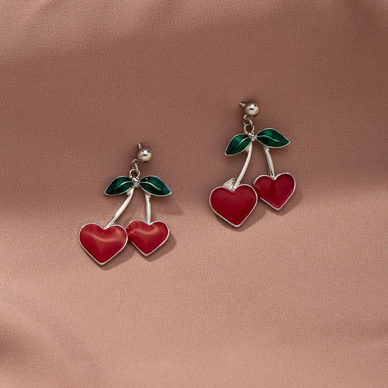 Boucles D'Oreilles Cœur Cerise