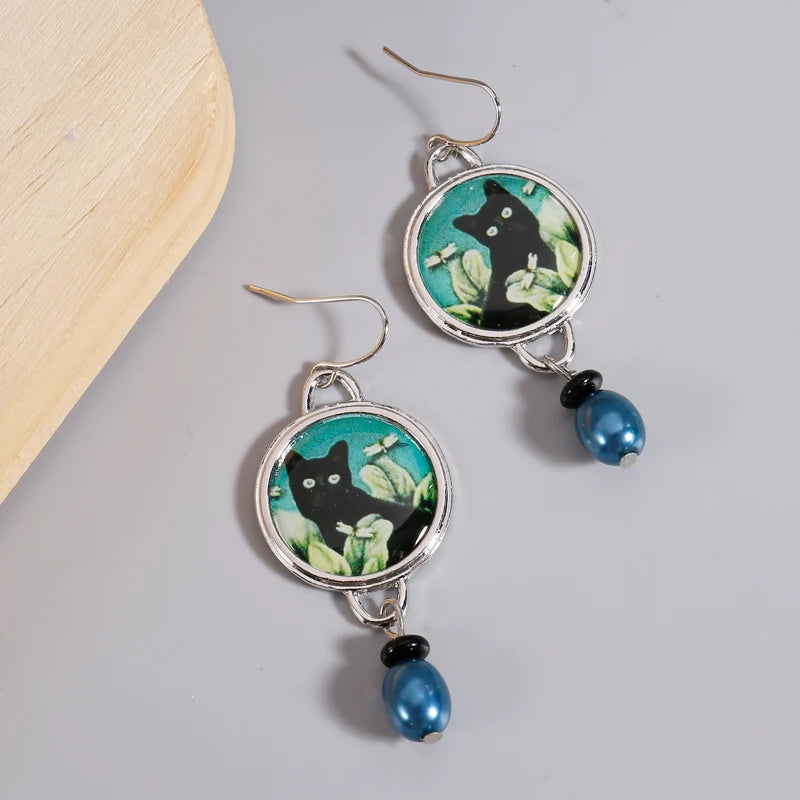 Boucles D'oreilles Chat Rondes