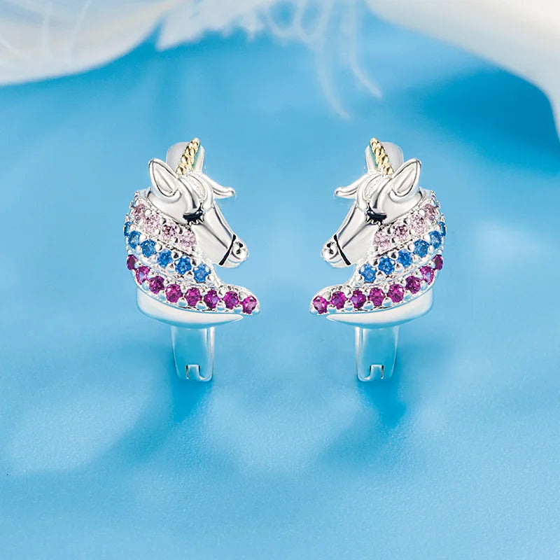 Boucles D'oreilles Licorne Scintillante