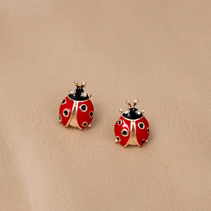 Boucles D'oreilles Coccinelle Avec Yeux en Strass