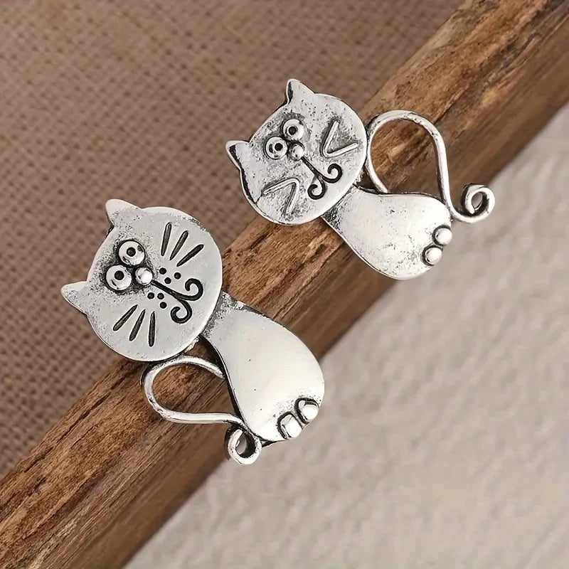 Boucles D'oreilles Chat Asymétriques