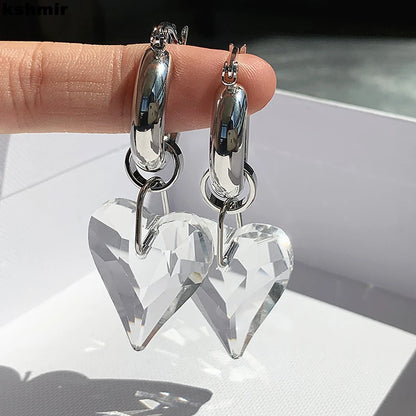 Boucles D'oreilles Transparente Cœur