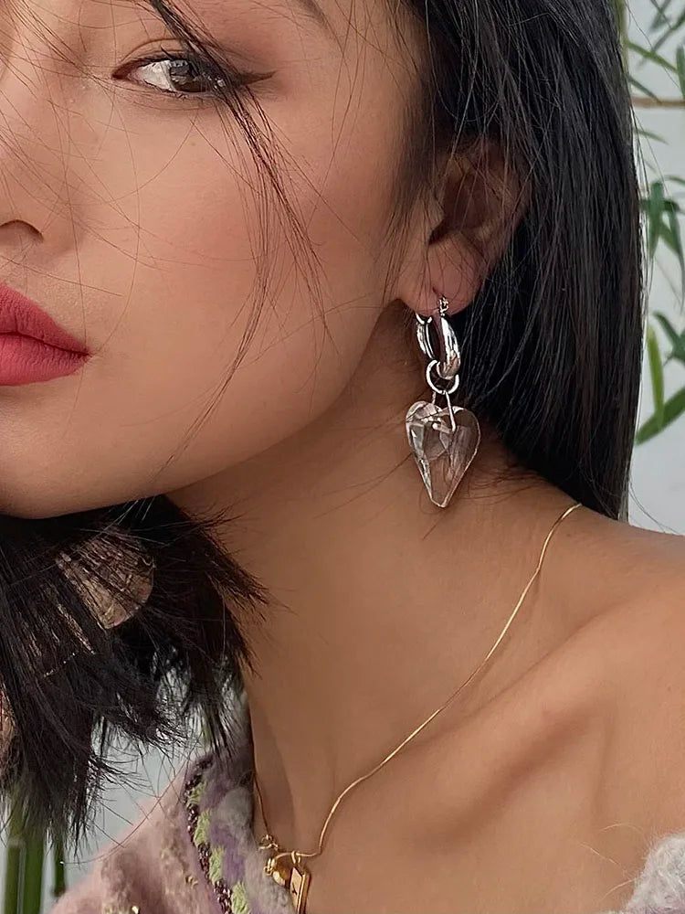 Boucles D'oreilles Transparente Cœur