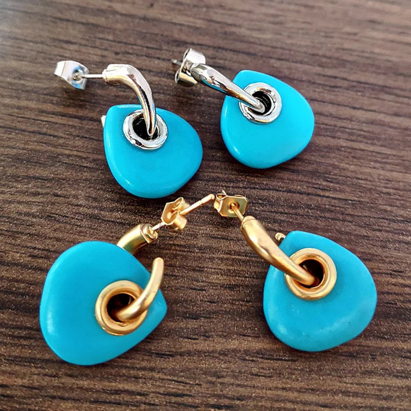 Boucles D'oreilles Turquoise Triangulaires