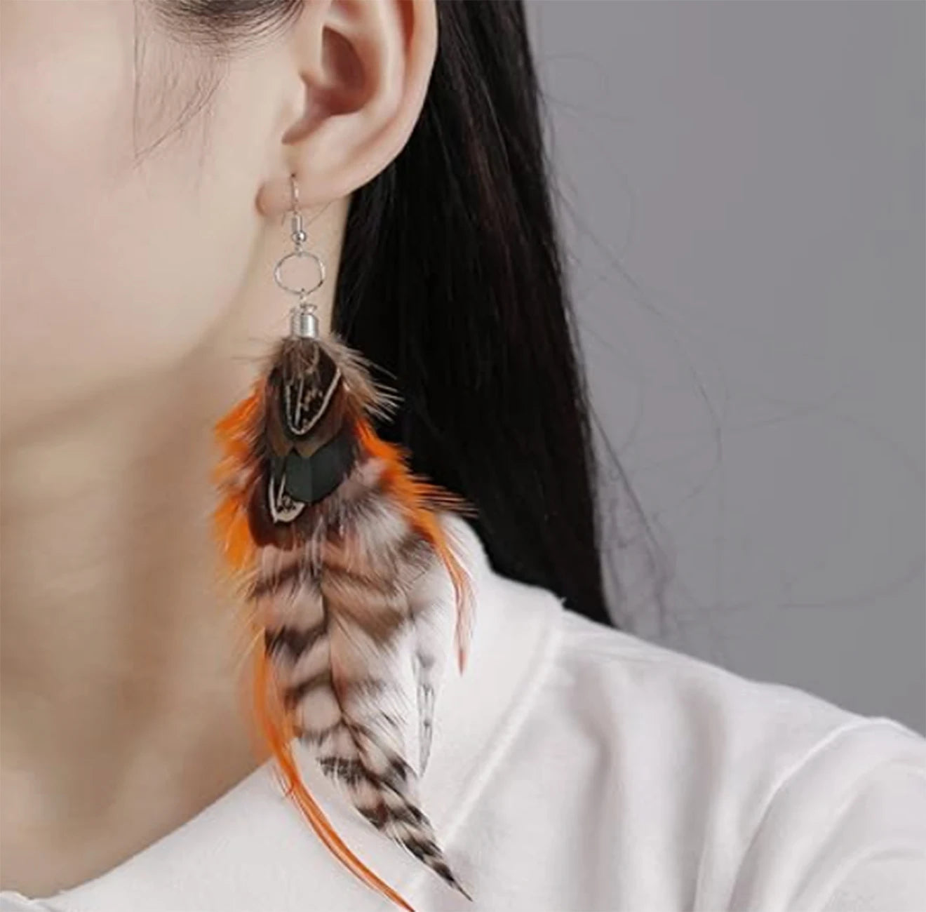 Boucles D'oreilles Plume Multicolore Pour Femmes