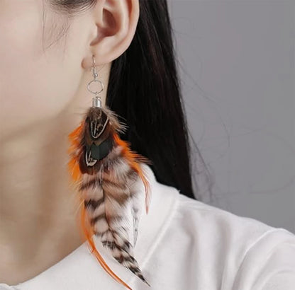 Boucles D'oreilles Plume Multicolore Pour Femmes