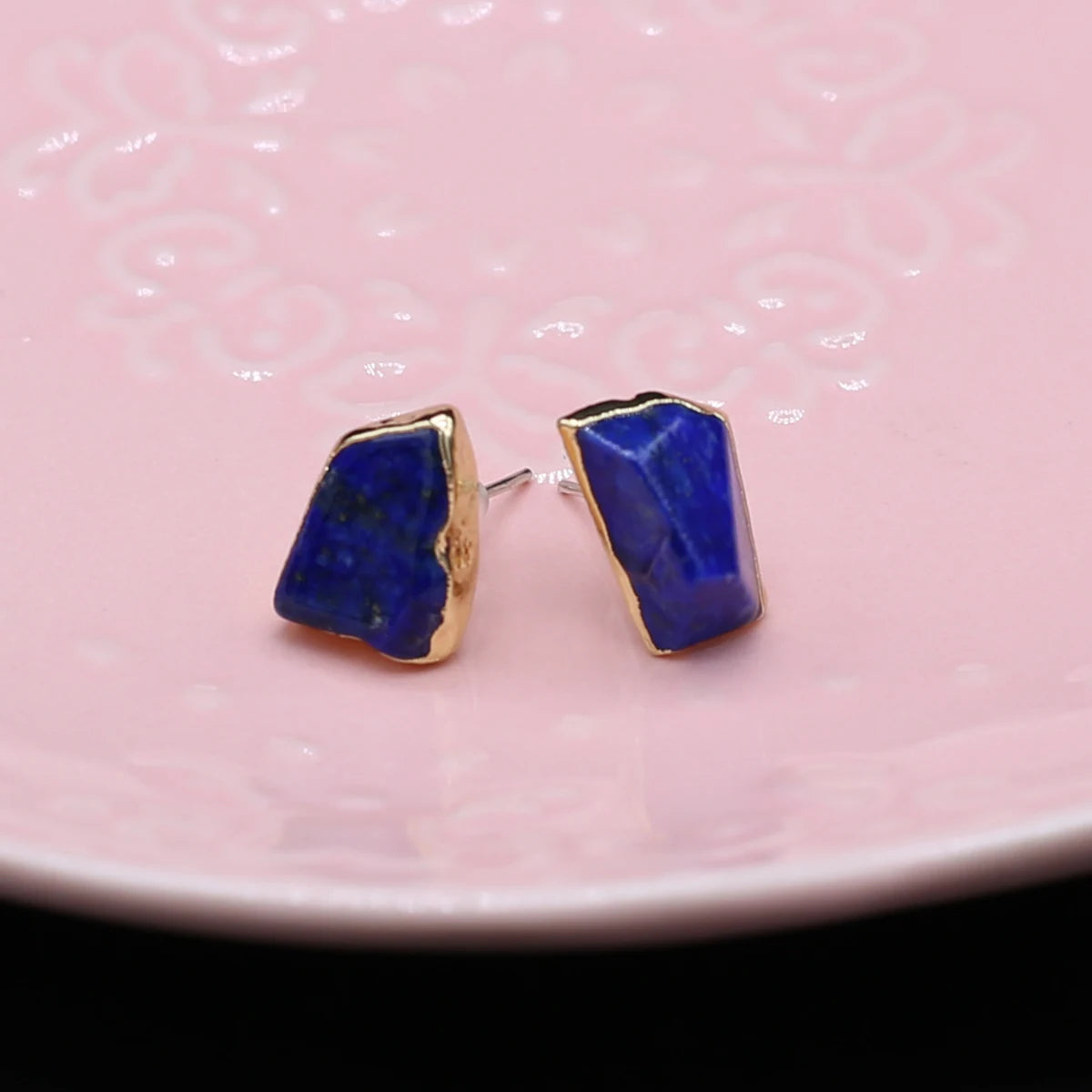 Boucles D'oreilles Lapis Lazuli Pierre Brute