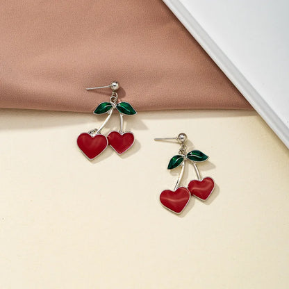 Boucles D'Oreilles Cœur Cerise