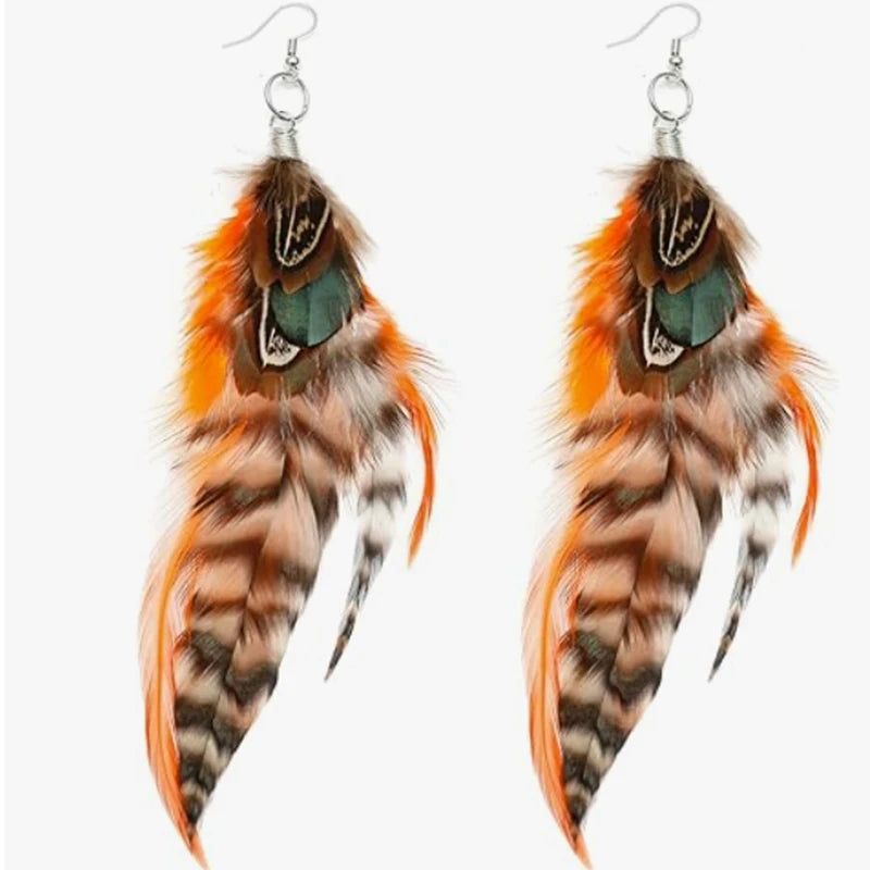 Boucles D'oreilles Plume Multicolore Pour Femmes