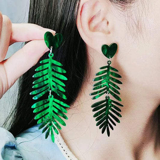 Boucles D'oreilles Feuille Tropicale