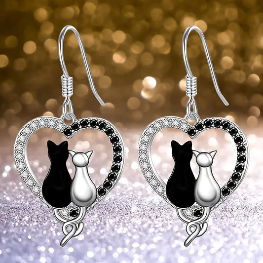 Boucles D'oreilles Chat Amoureux