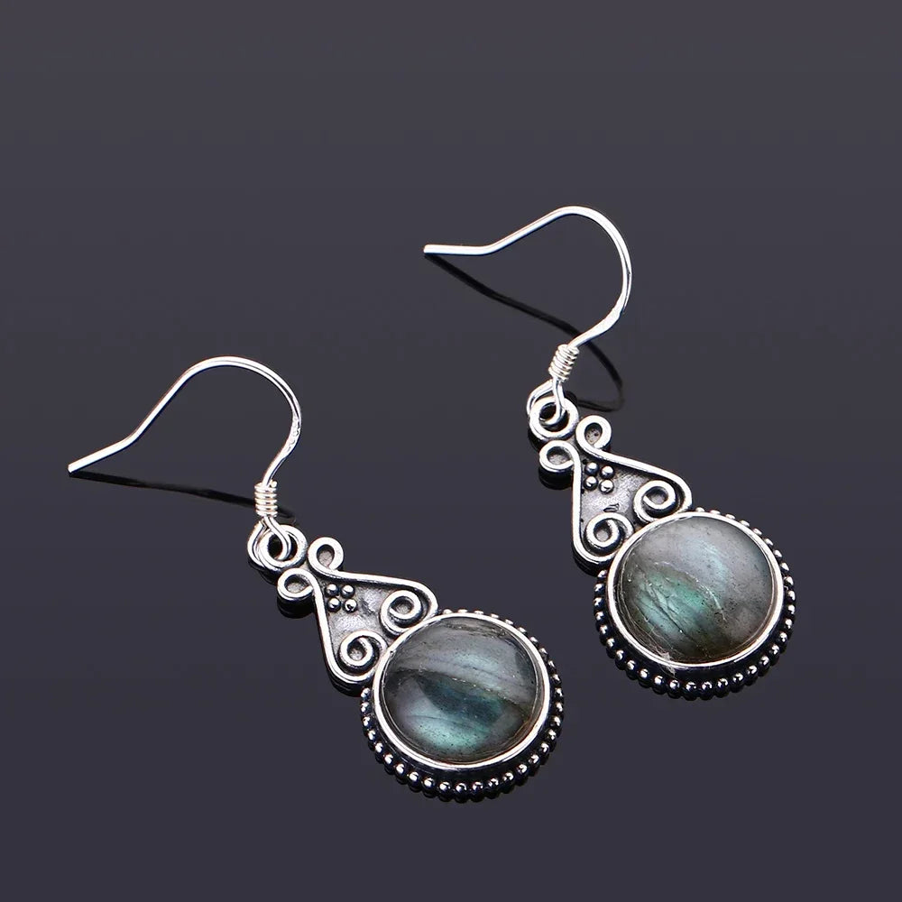 Boucles D'oreilles Labradorite en Argent