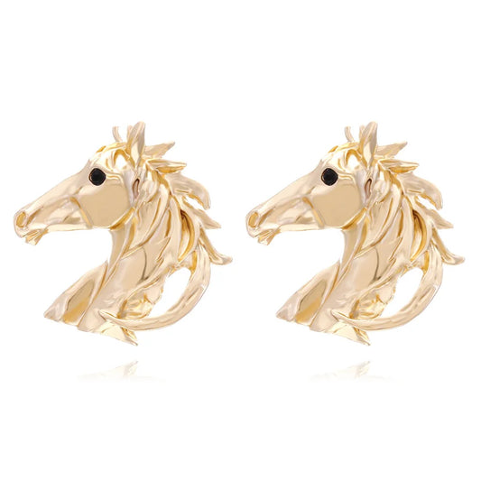 Boucles D'oreilles Cheval Dorée