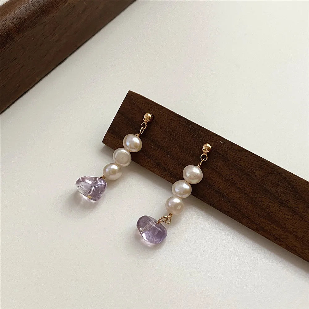 Boucle d'oreille pendante perle de culture | Chaîne Bijoux Boucle d'oreille pendante perle de culture | Chaîne Bijoux