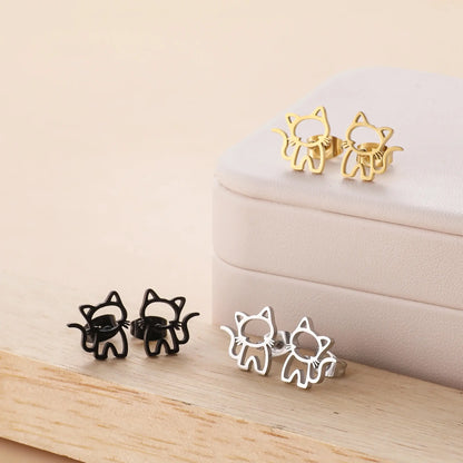 Boucles D'oreilles Chat Minimaliste