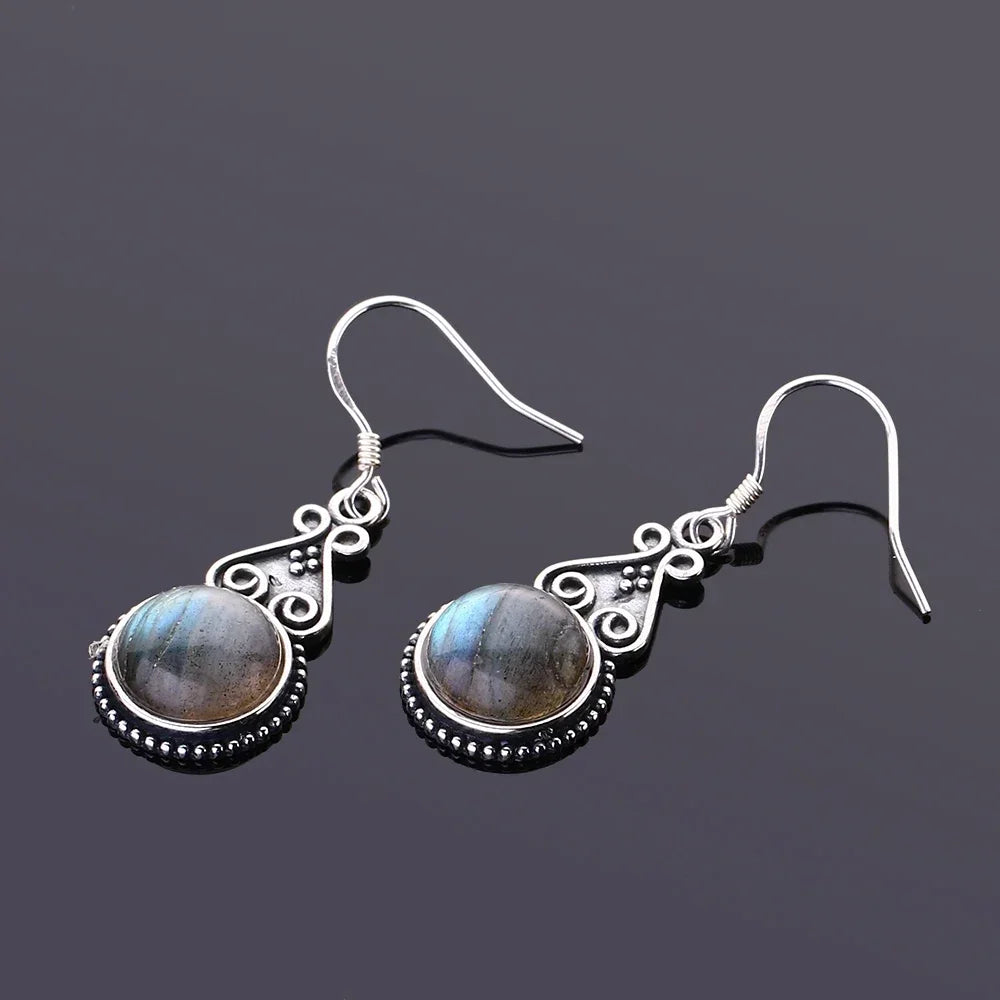 Boucles D'oreilles Labradorite en Argent