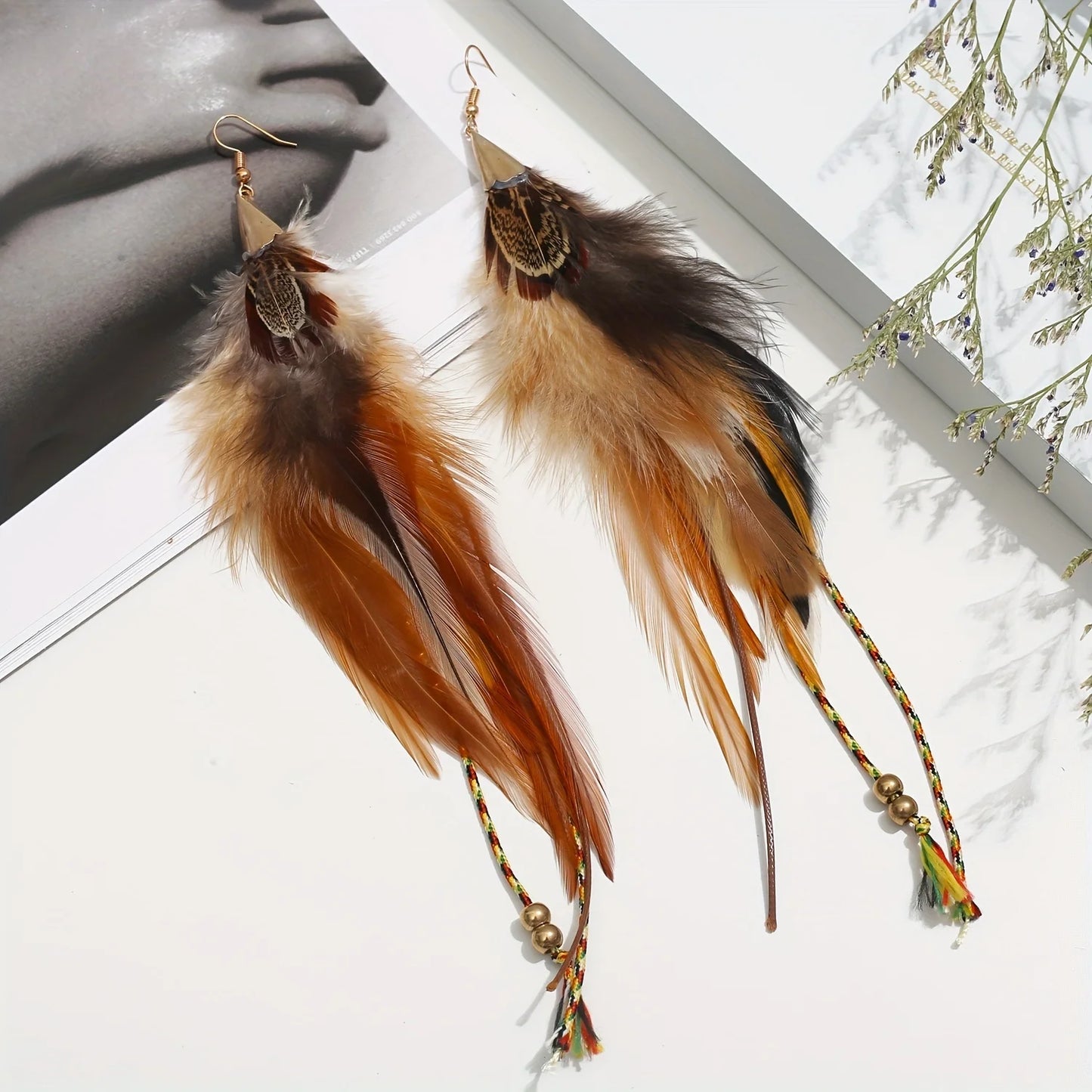 Boucles D'oreilles Plume Naturelle