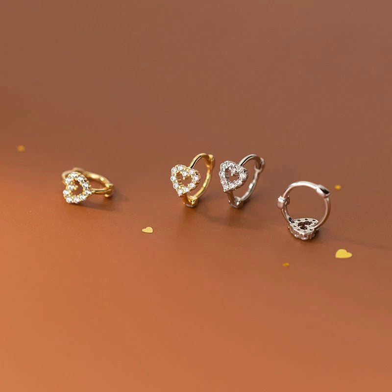 Boucles D'Oreilles Cœur En Diamants