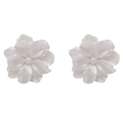 Boucles D'oreilles Fleur Blanche de Luxe