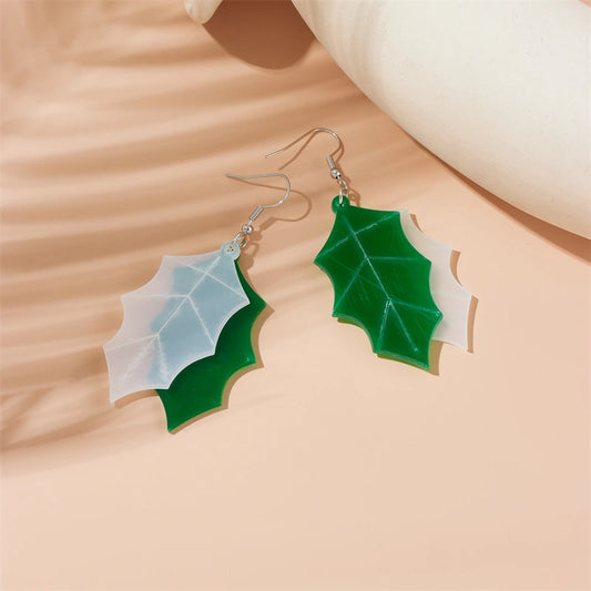 Boucles D'oreilles Feuille à Double Couche