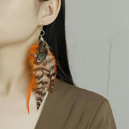 Boucles D'oreilles Plume Multicolore Pour Femmes